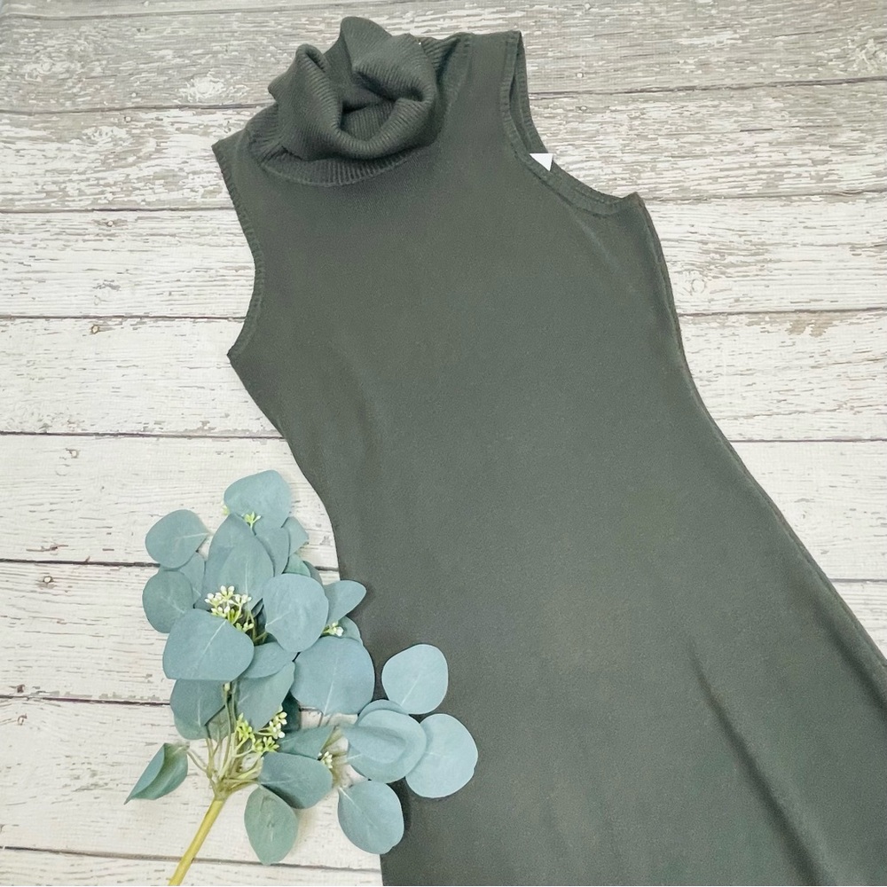 Final Touch Olive Johana Turtleneck Sleeveless Dress